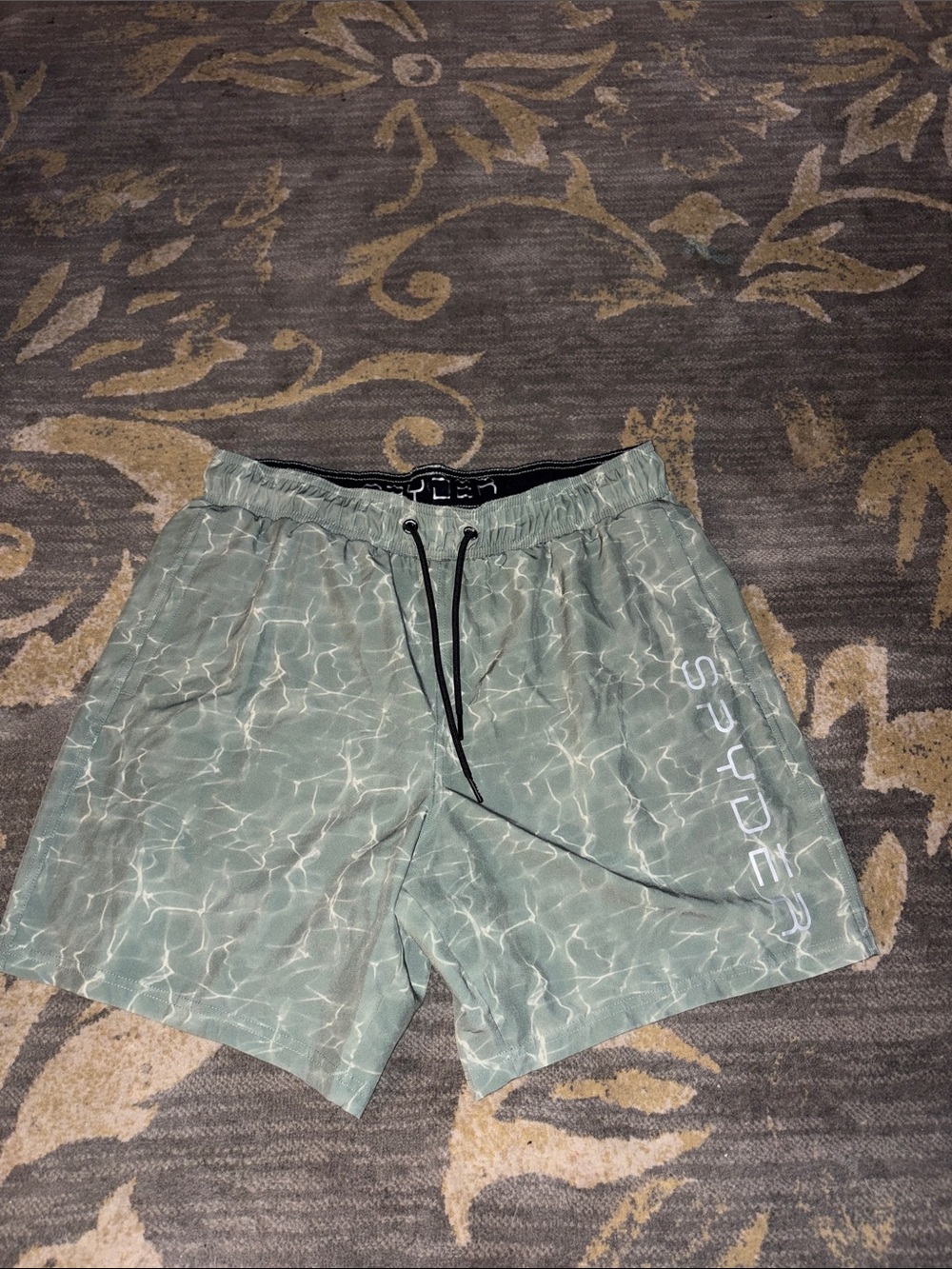 Spyder Men's Seafoam Green Water-Print Swim Trunks